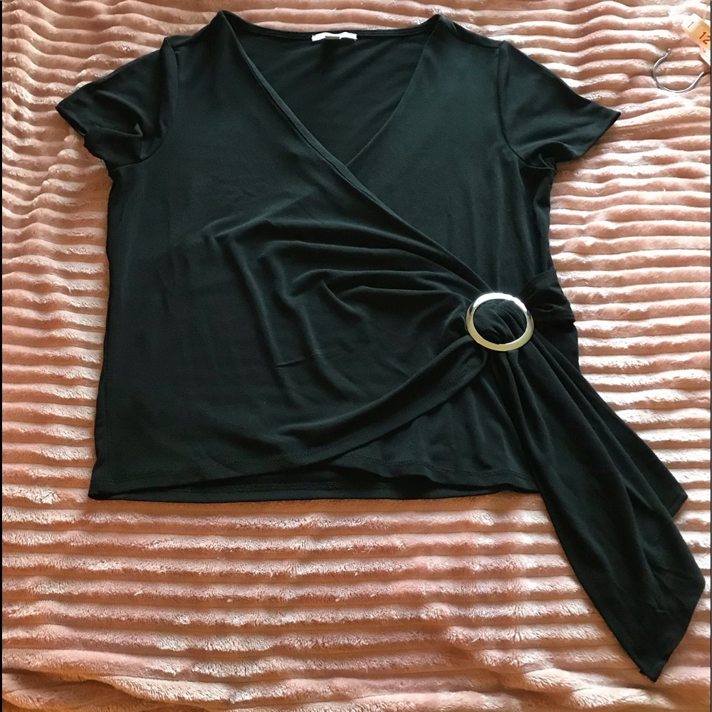 NWOT Black wrap blouse